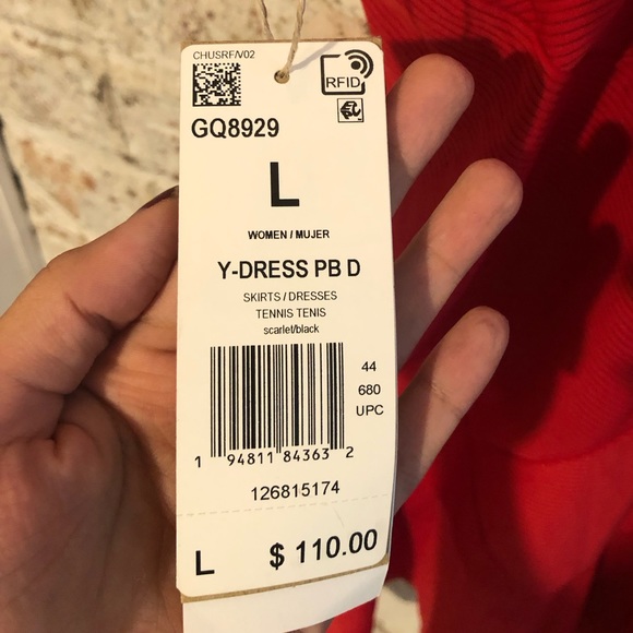 Adidas NWT “Primeblue” Red Tennis Dress with Sparkly Purple Straps, Size Large - Picture 5 of 7